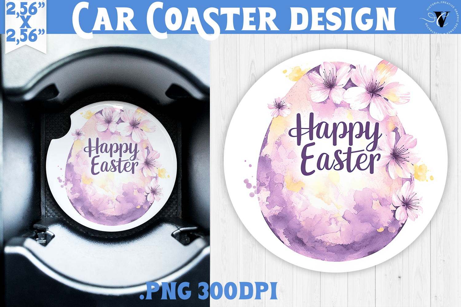 Car Coaster | Watercolor Egg | Happy Easter product image 1