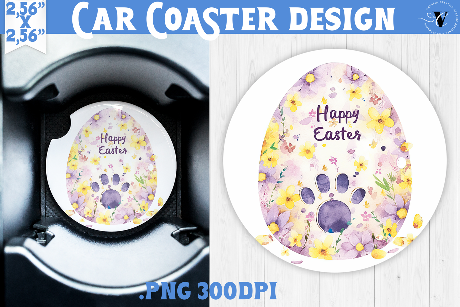 Car Coaster | Watercolor Egg | Happy Easter product image 1