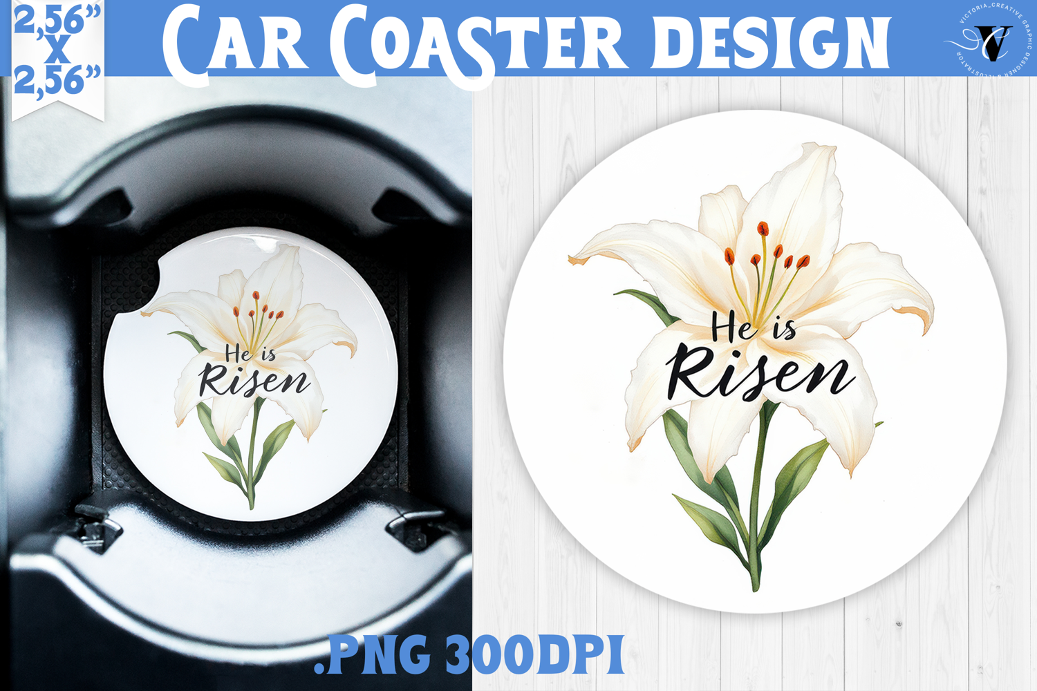 Car Coaster | Watercolor Flowers | Happy Easter product image 1