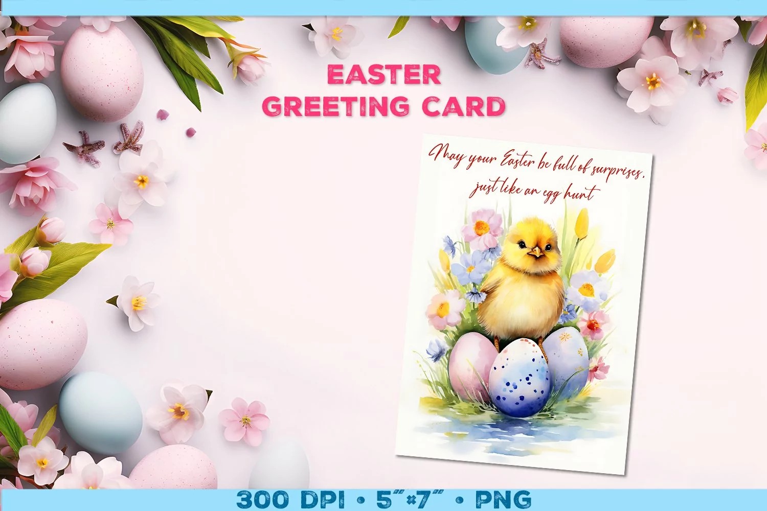 Watercolor Chick Easter Greeting Card with Easter wishes product image 1