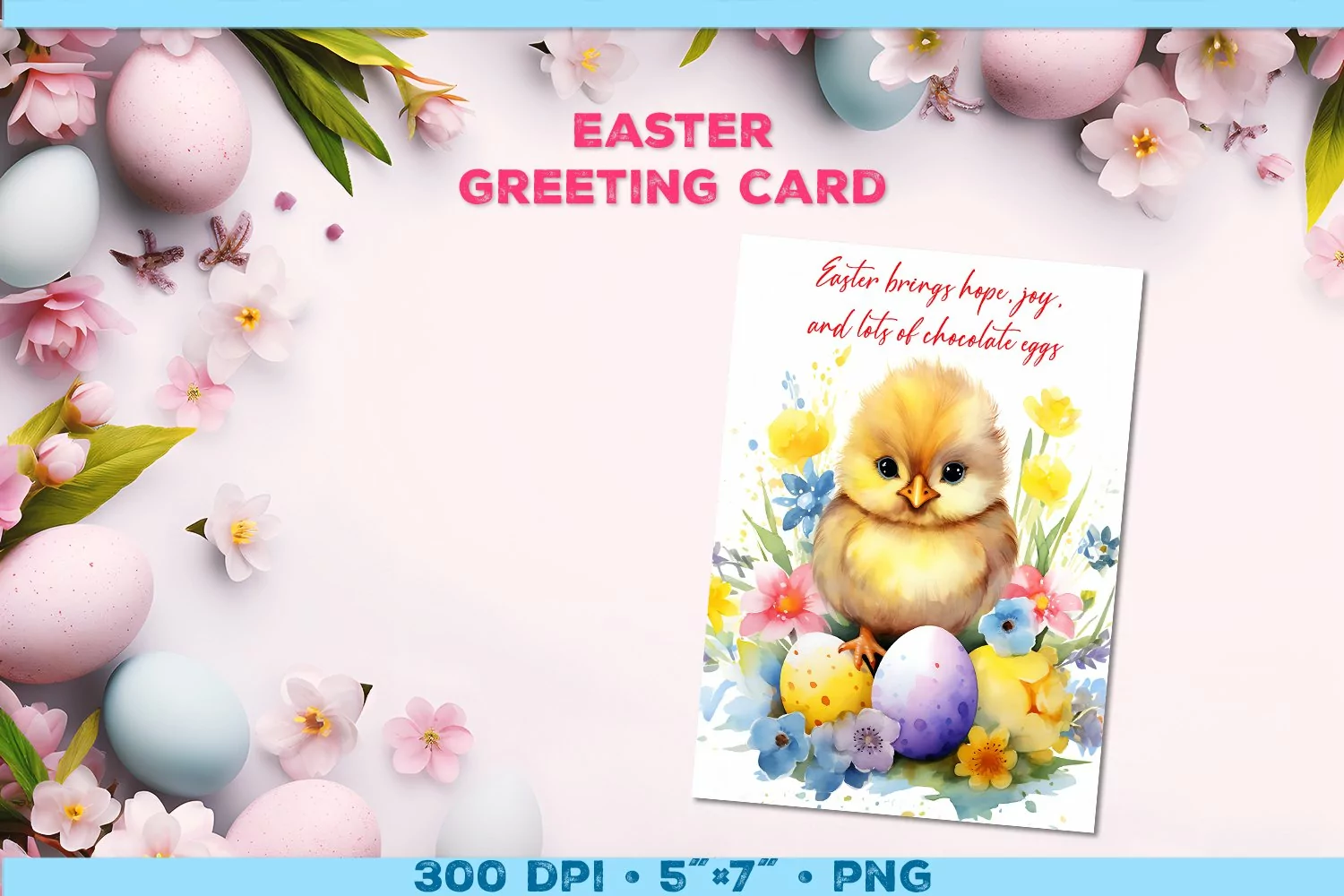Watercolor Chick Easter Greeting Card with Easter wishes product image 1