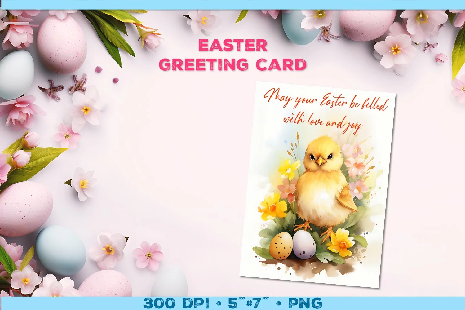 Watercolor Chick Easter Greeting Card with Easter wishes product image 1