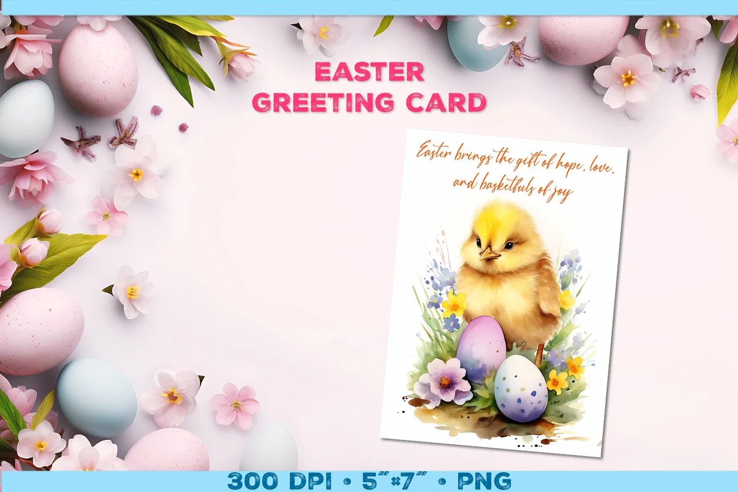 Watercolor Chick Easter Greeting Card with Easter wishes product image 1