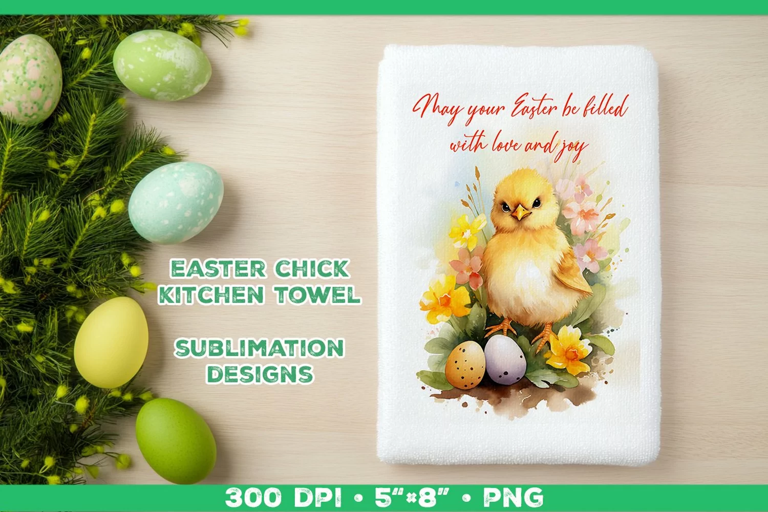 Watercolor Easter Chick Towel Sublimation Design PNG product image 1