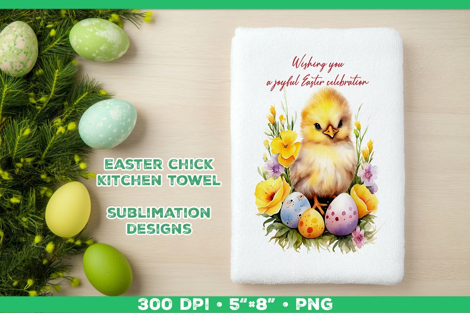 Watercolor Easter Chick Towel Sublimation Design PNG product image 1