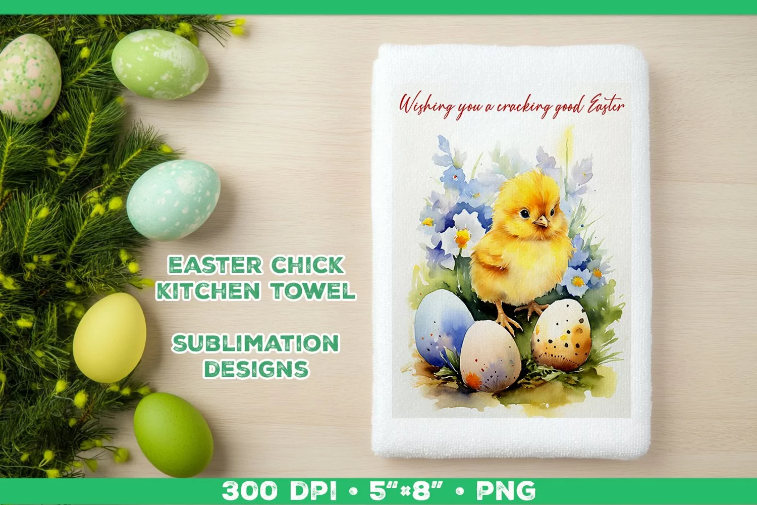 Watercolor Easter Chick Towel Sublimation Design PNG product image 1