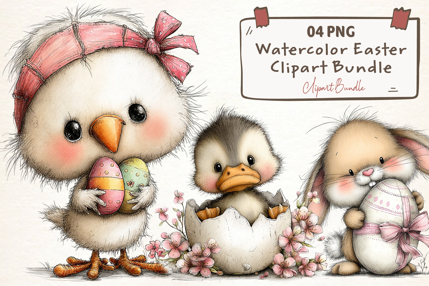 Watercolor Easter Clipart PNG product image 1