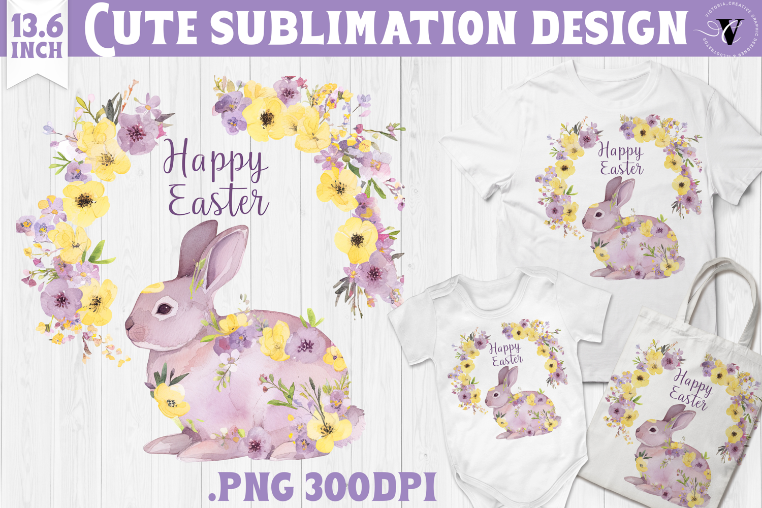 Watercolor Bunny | Easter clipart | Happy Easter product image 1