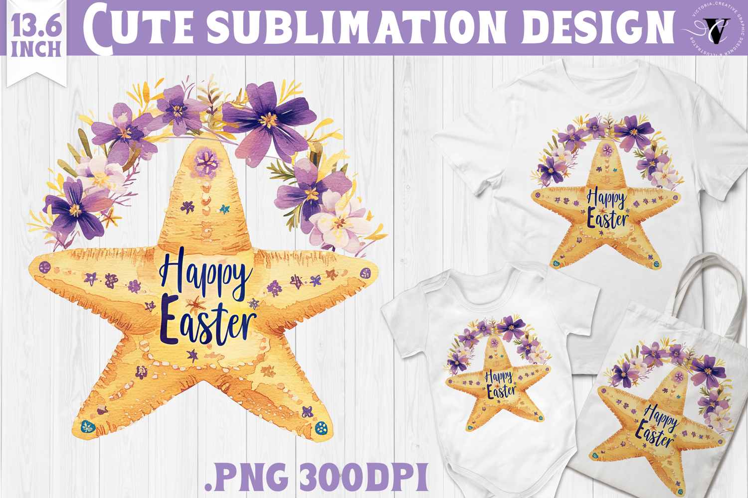 Watercolor Starfish | Easter clipart | Happy Easter product image 1