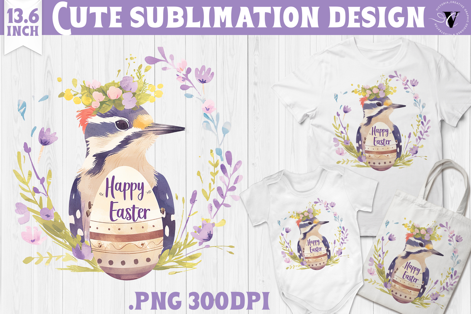 Watercolor Woodpecker | Easter clipart | Happy Easter product image 1