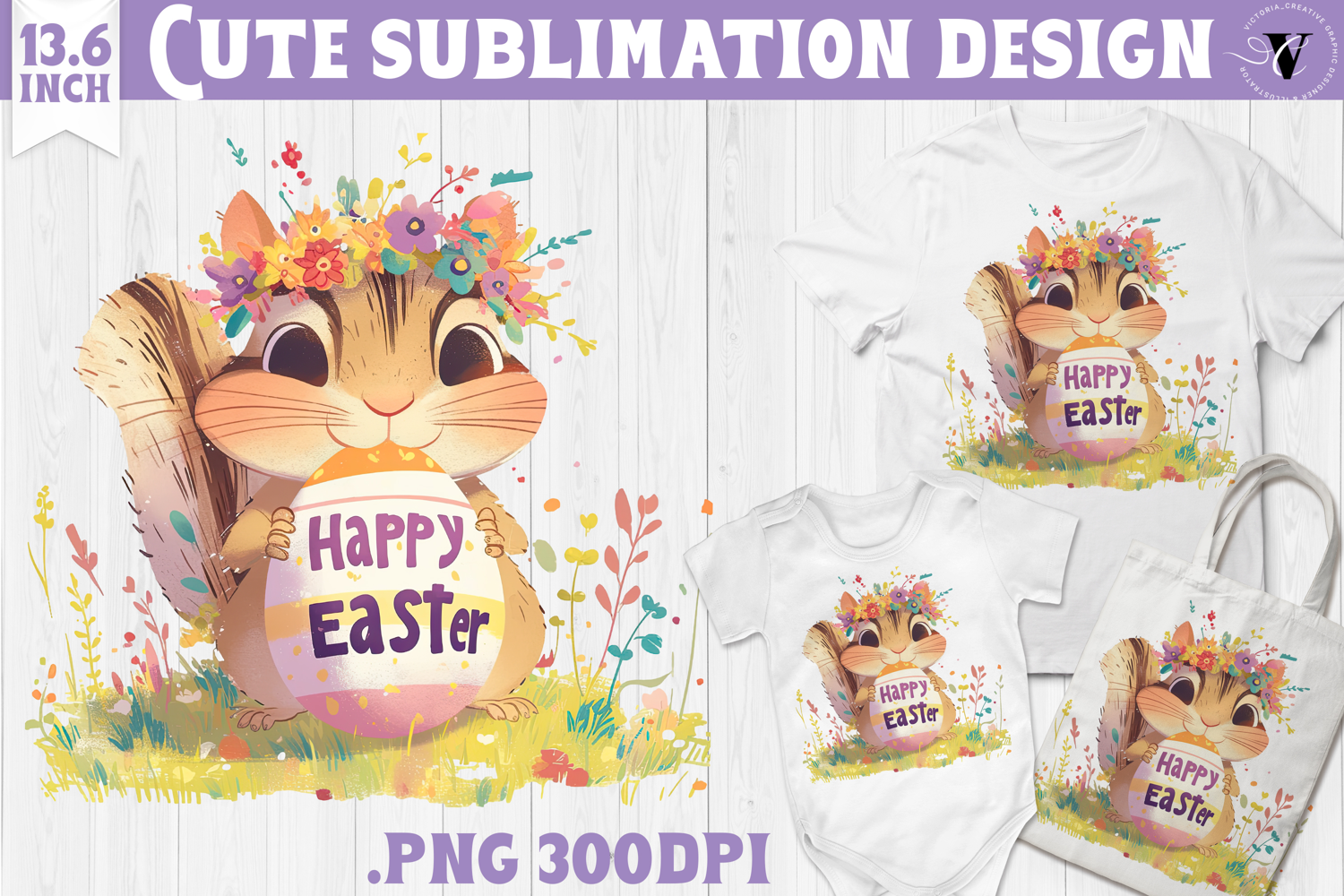 Watercolor Chipmunk | Easter clipart | Happy Easter product image 1