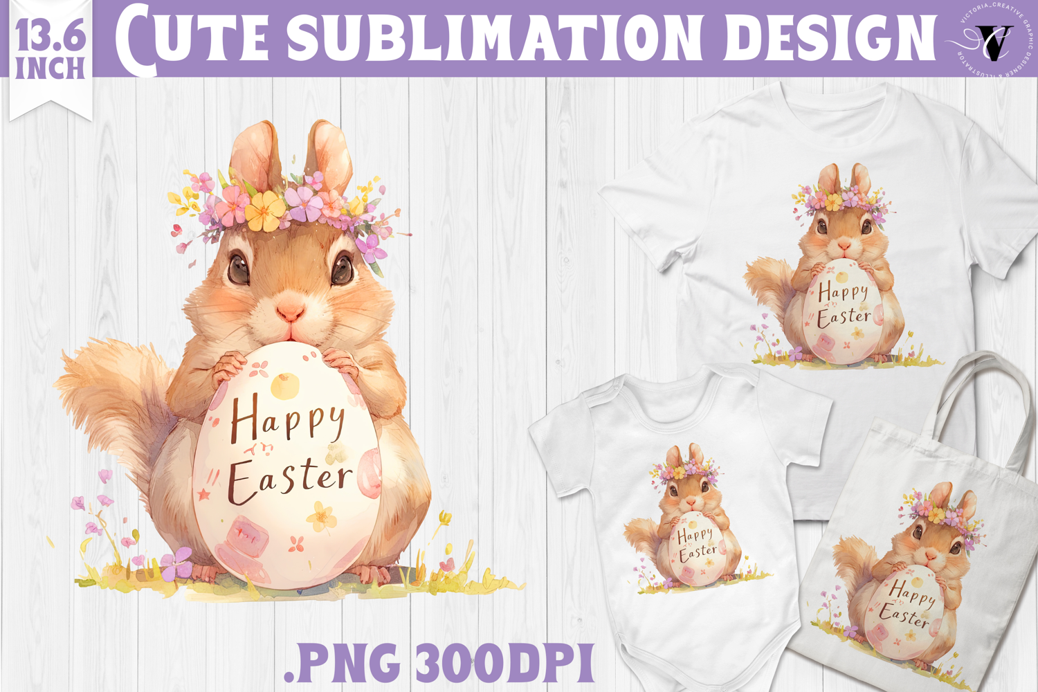 Watercolor Chipmunk | Easter clipart | Happy Easter product image 1