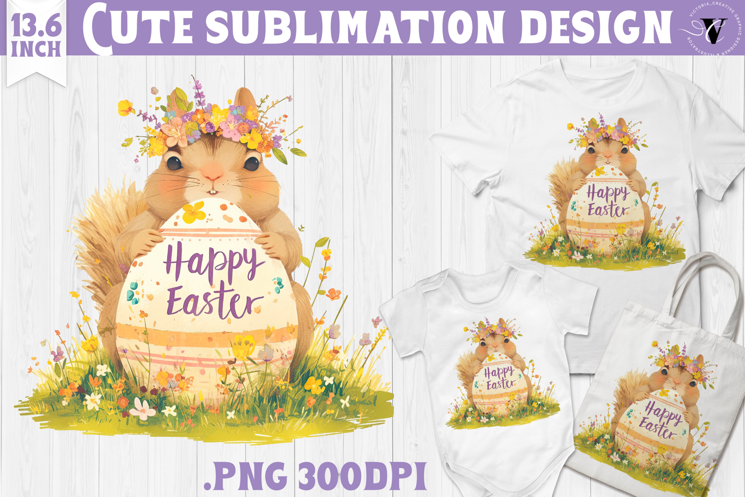 Watercolor Chipmunk | Easter clipart | Happy Easter product image 1