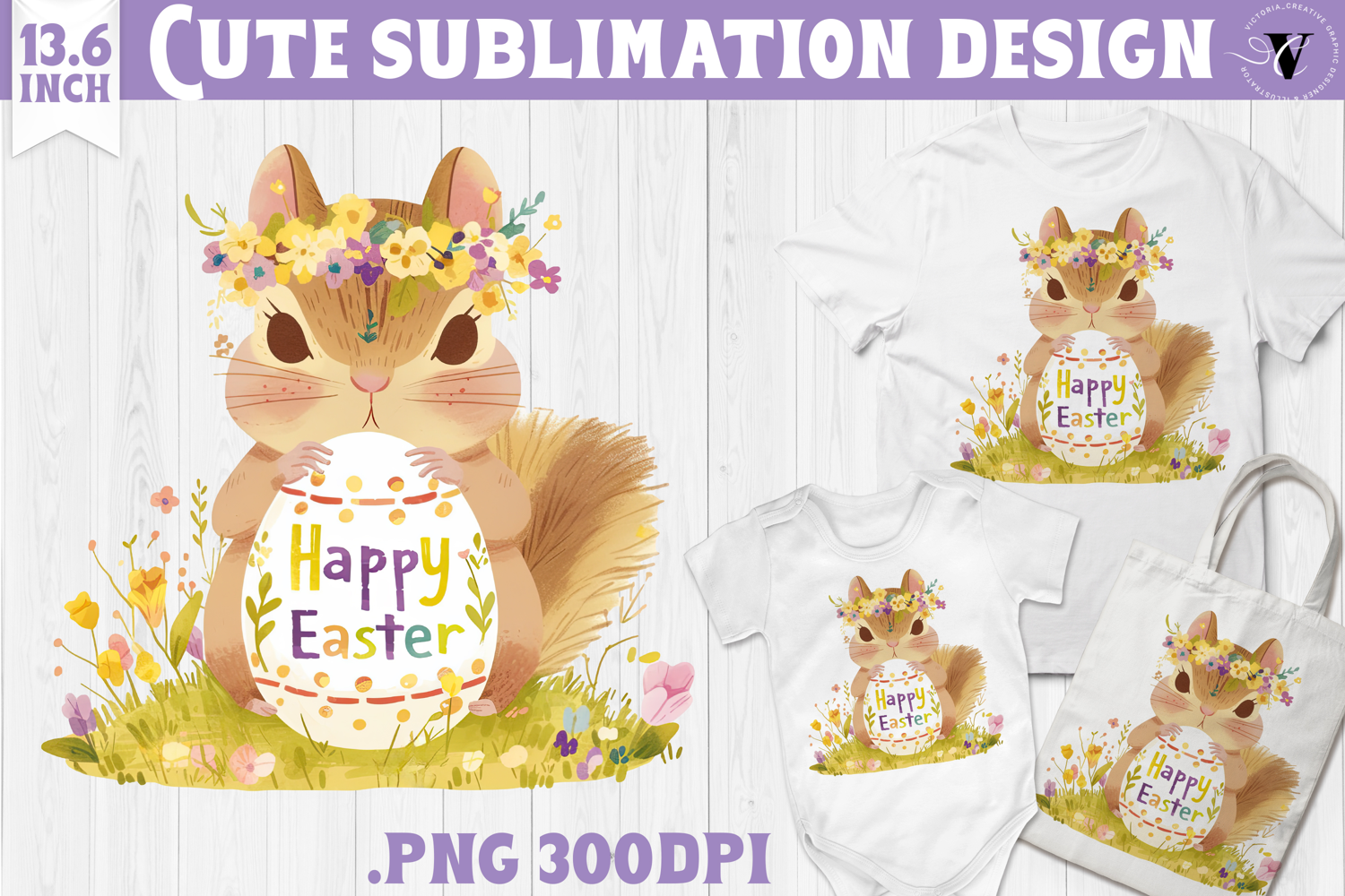 Watercolor Chipmunk | Easter clipart | Happy Easter product image 1