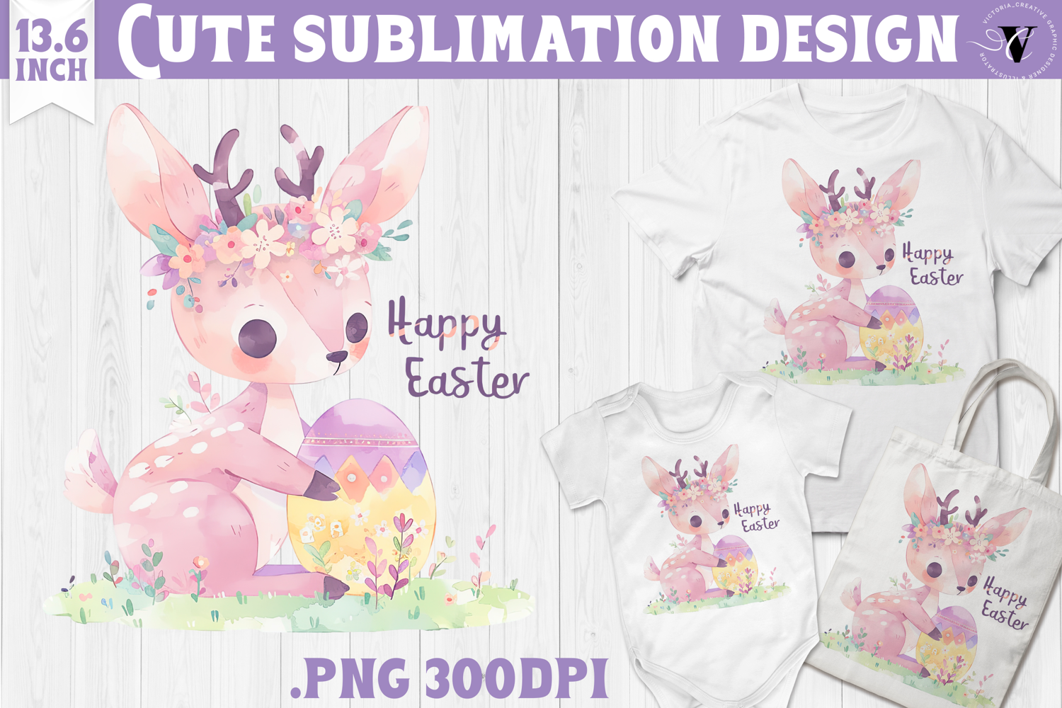 Watercolor Reindeer | Easter clipart | Happy Easter product image 1