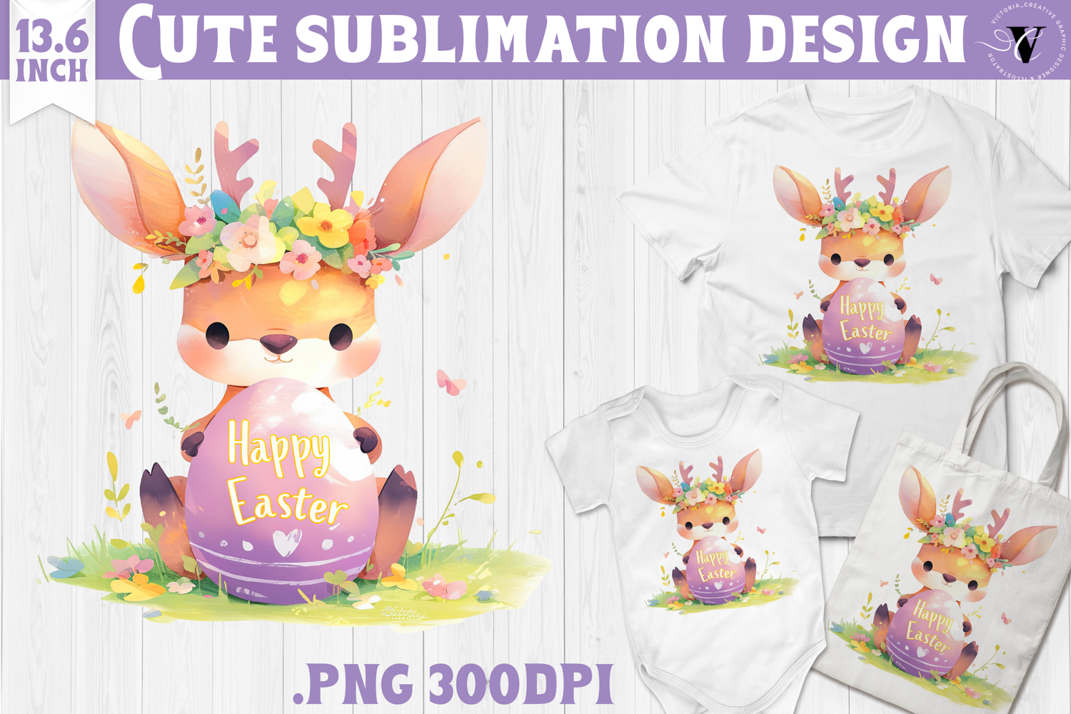 Watercolor Reindeer | Easter clipart | Happy Easter product image 1
