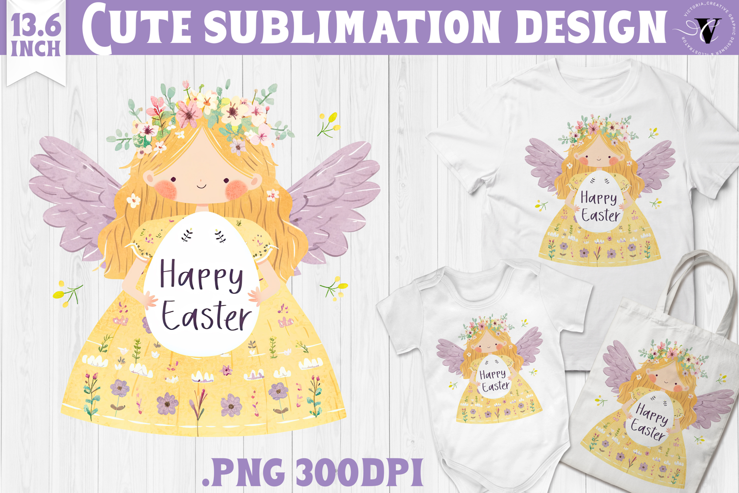 Watercolor Angel | Easter clipart | Happy Easter product image 1