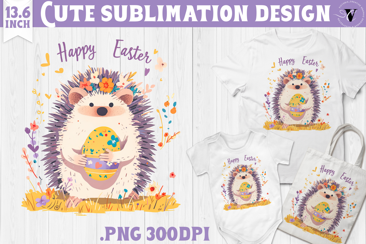 Watercolor Hedgehog | Easter clipart | Happy Easter product image 1