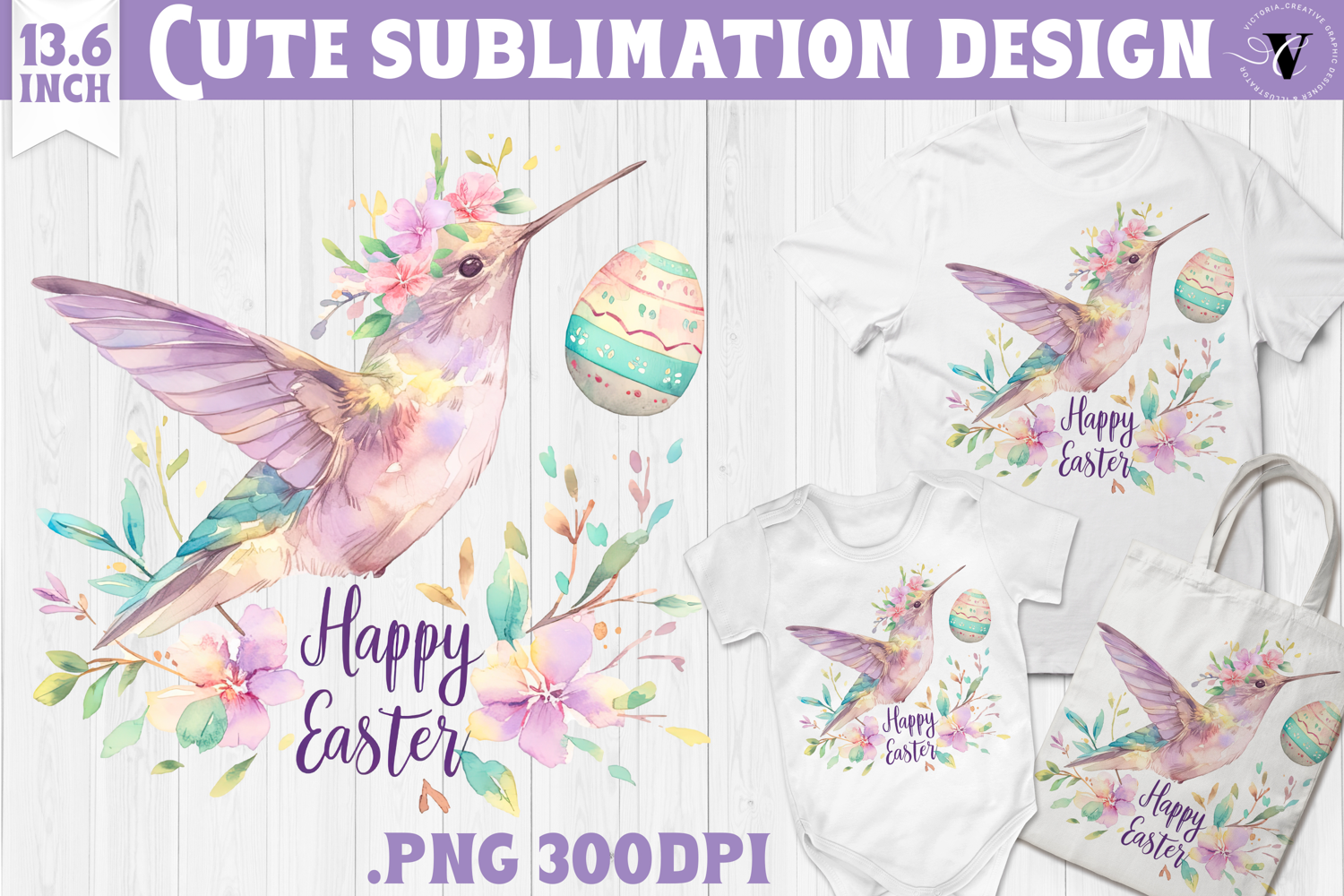 Watercolor Hummingbird | Easter clipart | Happy Easter product image 1