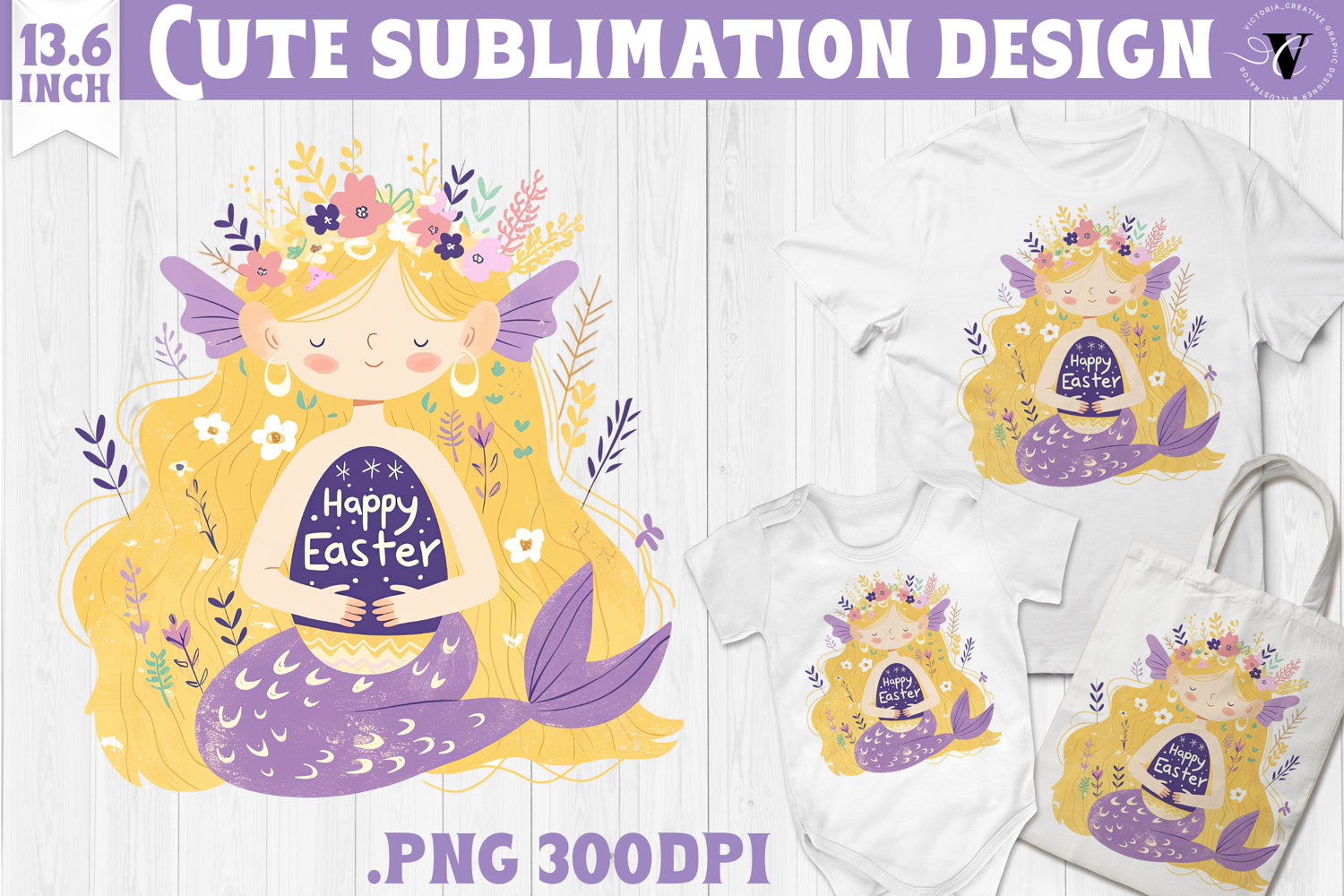 Watercolor Mermaid | Easter clipart | Happy Easter product image 1