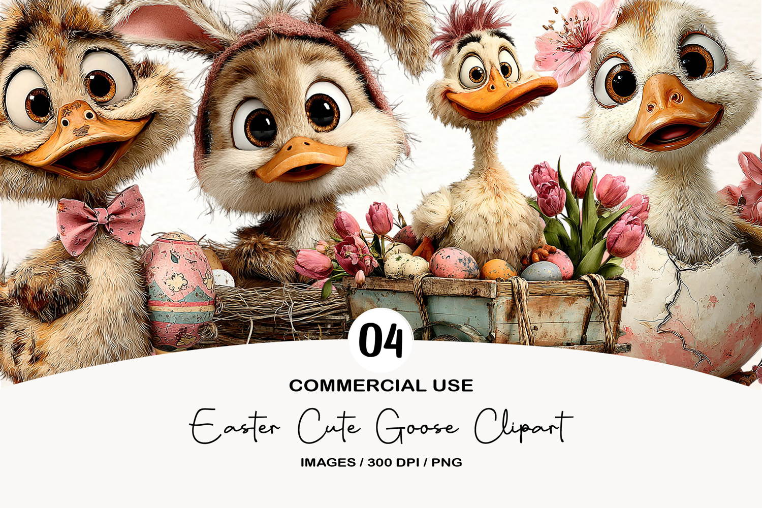 Watercolor Easter Cute Goose Clipart product image 1