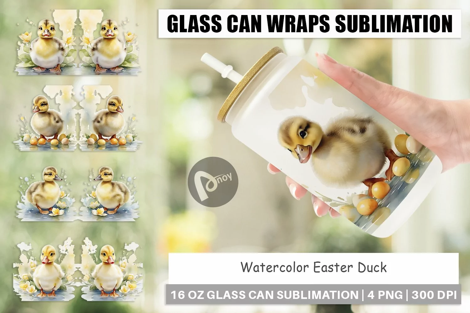 Glass Can Wraps Watercolor Easter Duck product image 1