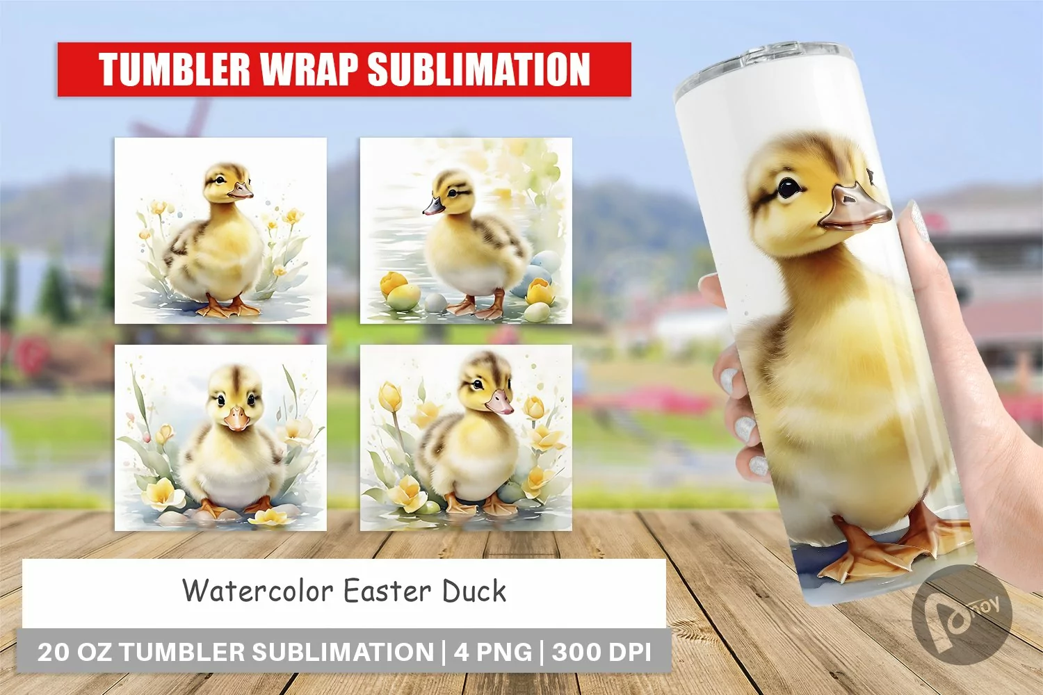 Tumbler Wrap Watercolor Easter Duck product image 1