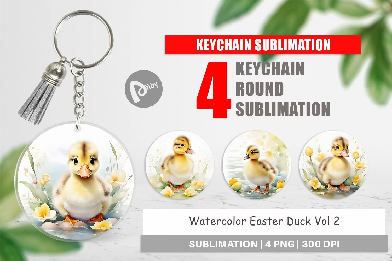 Keychain Watercolor Easter Duck product image 1