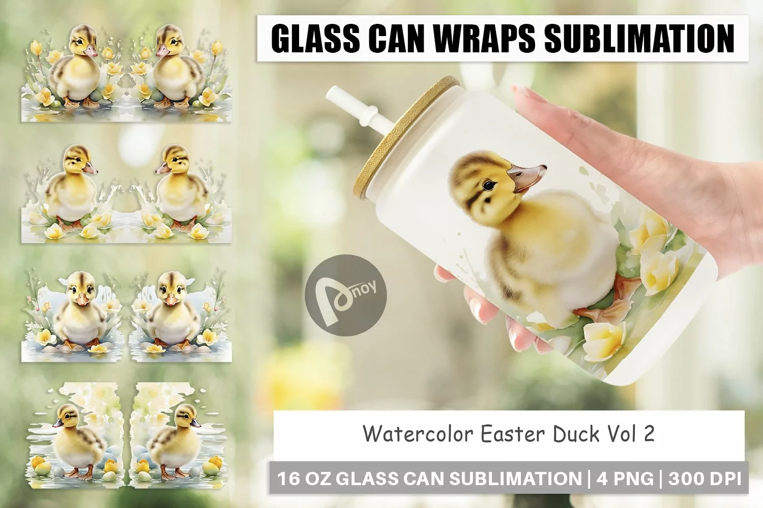 Glass Can Wraps Watercolor Easter Duck product image 1