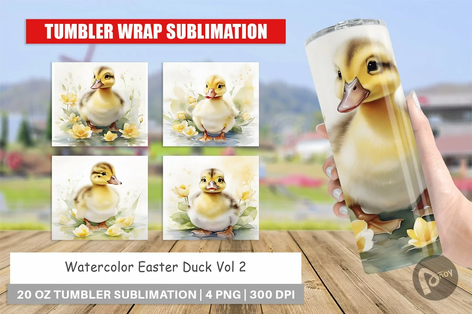 Tumbler Wrap Watercolor Easter Duck product image 1