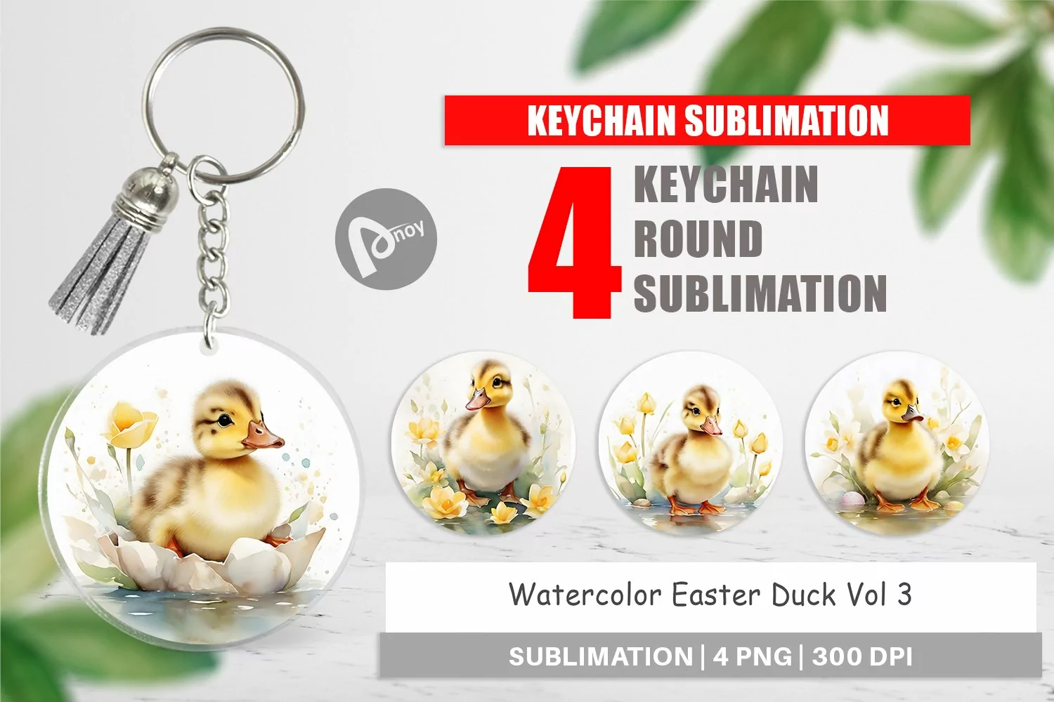 Keychain Watercolor Easter Duck product image 1