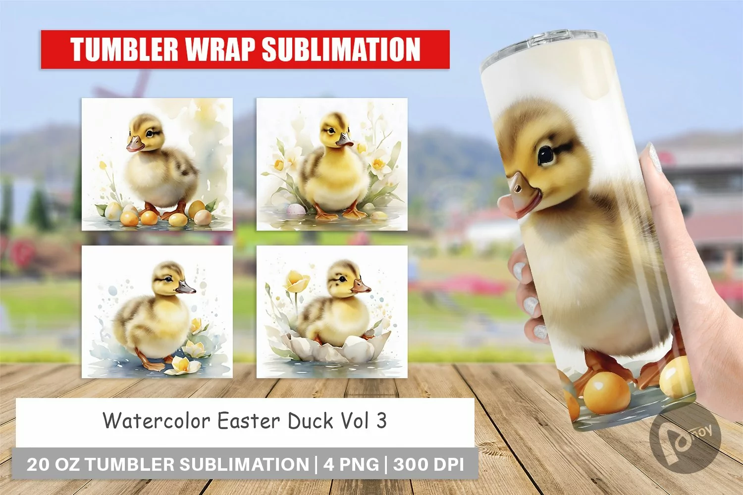 Tumbler Wrap Watercolor Easter Duck product image 1