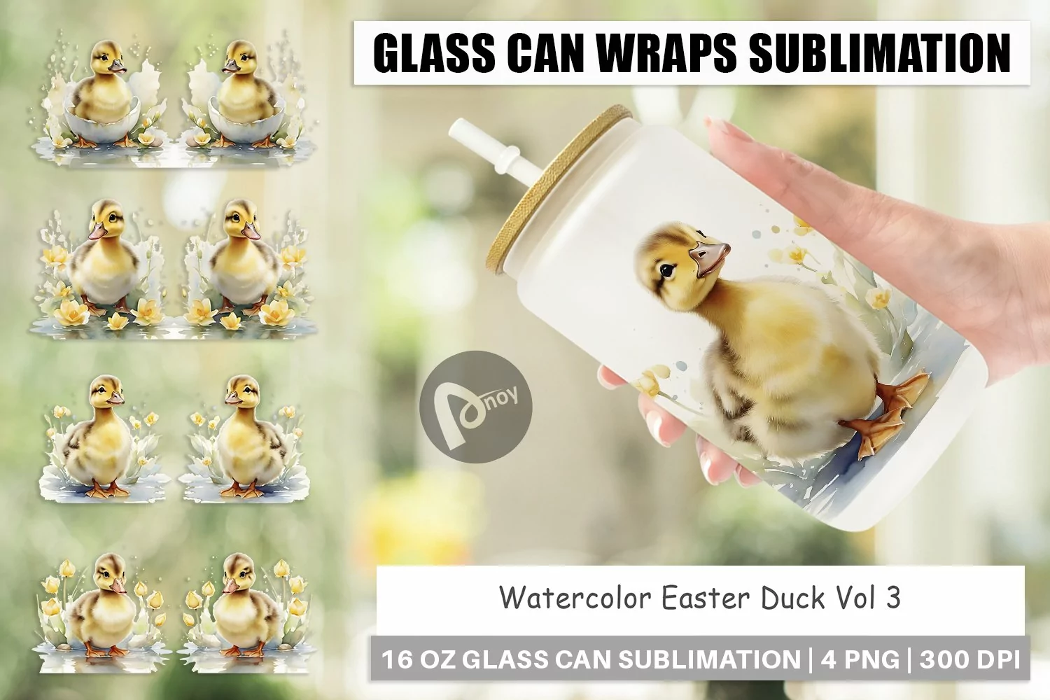 Glass Can Wraps Watercolor Easter Duck product image 1