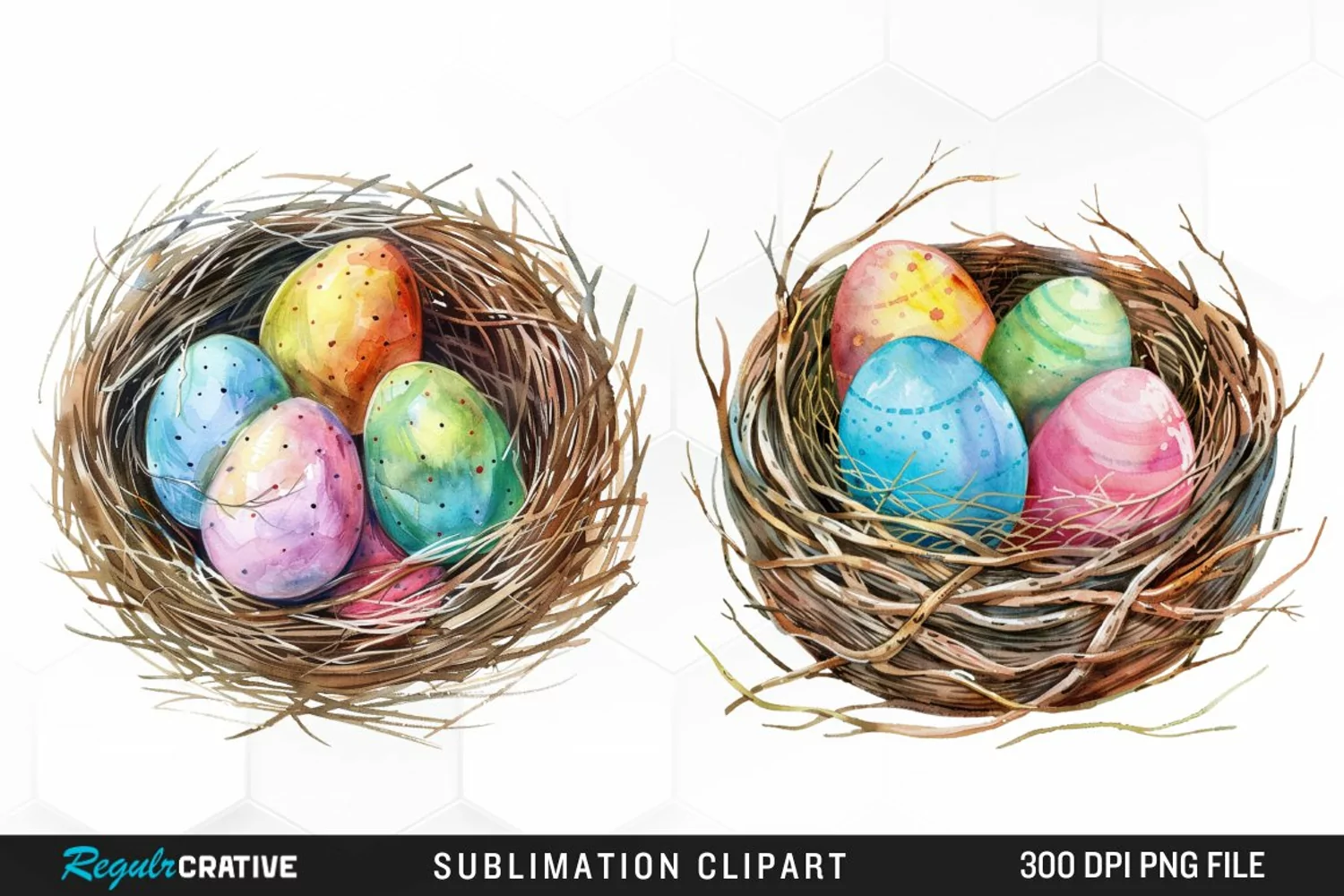 Watercolor Easter Egg In Nest Graphic Clipart product image 1
