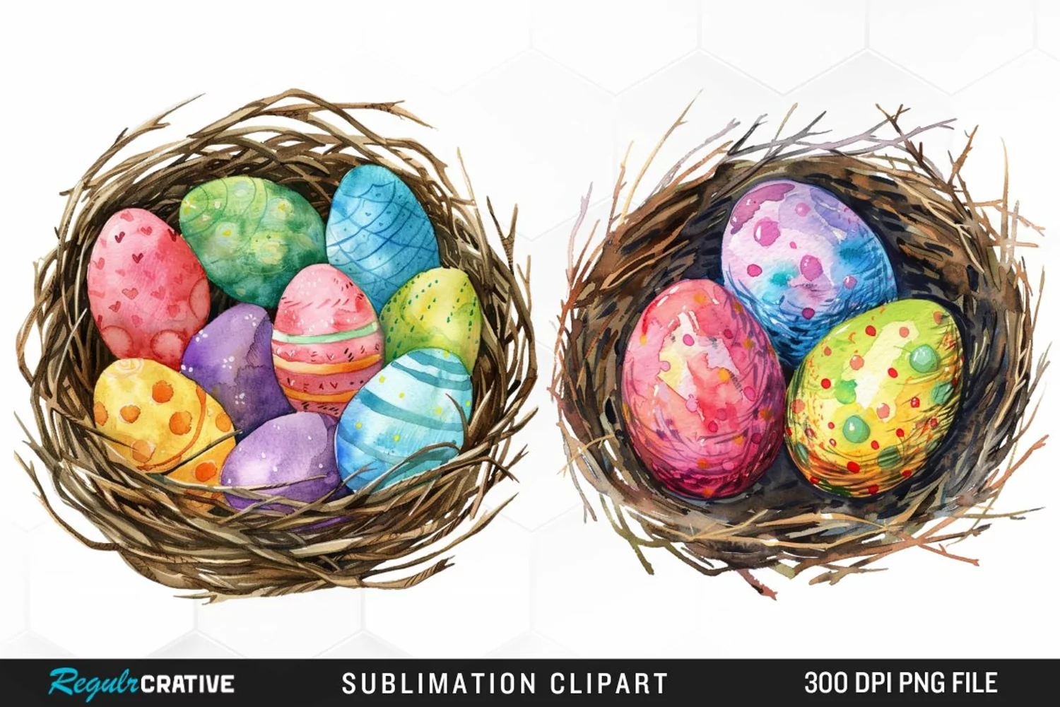Watercolor Easter Egg In Nest Graphic Clipart product image 1