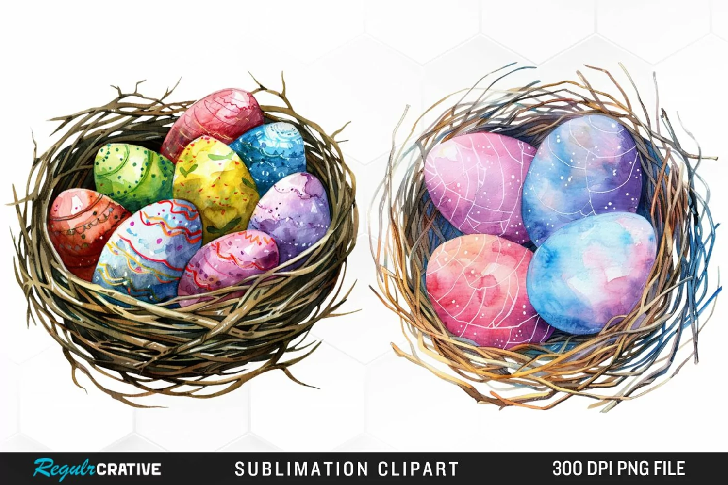 Watercolor Easter Egg In Nest Graphic Clipart product image 1