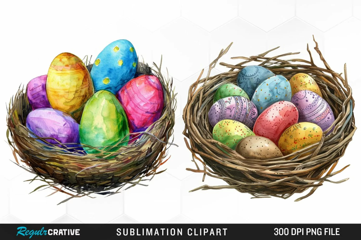 Watercolor Easter Egg In Nest Graphic Clipart product image 1