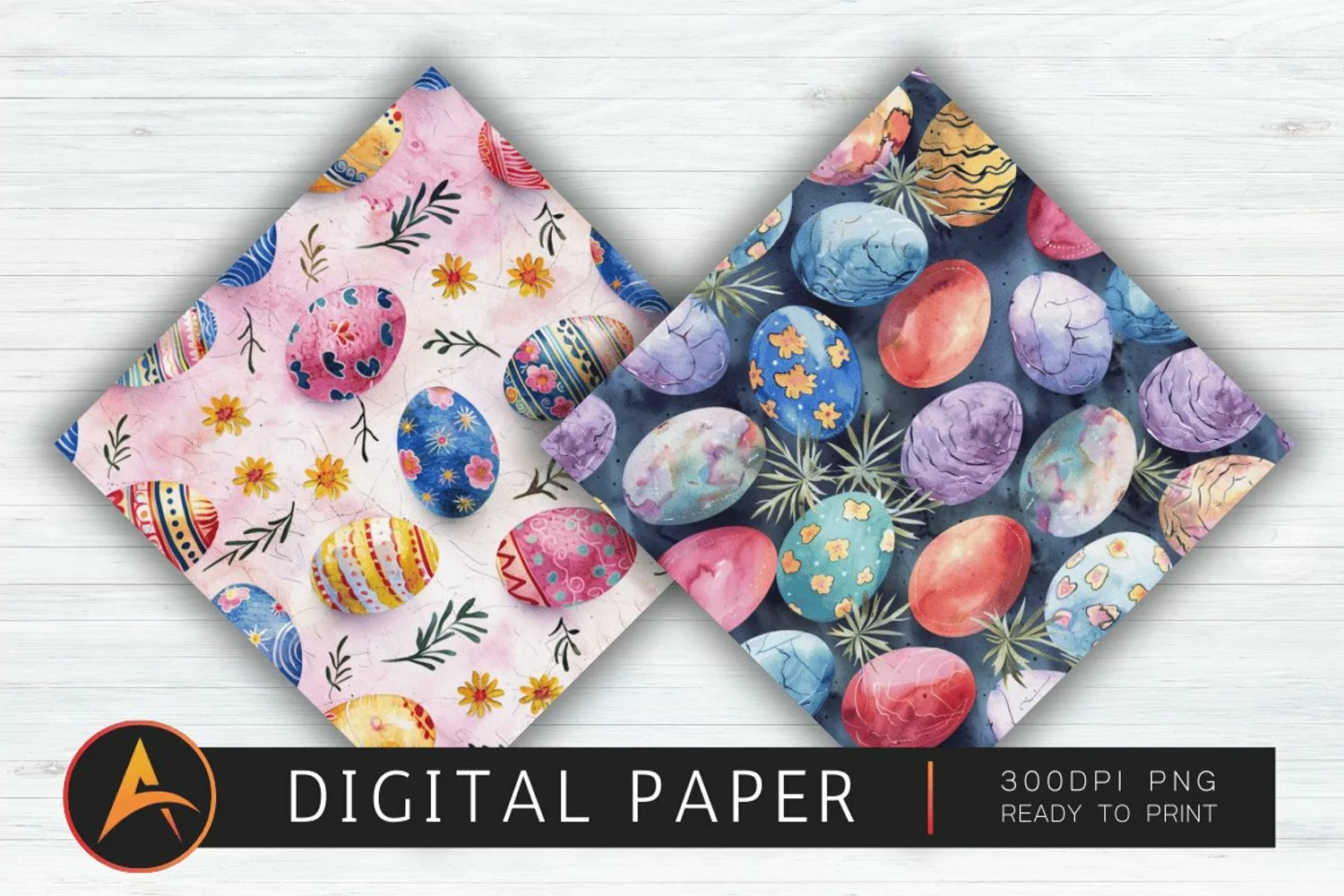 Watercolor Easter Eggs Scrapbook Paper product image 1