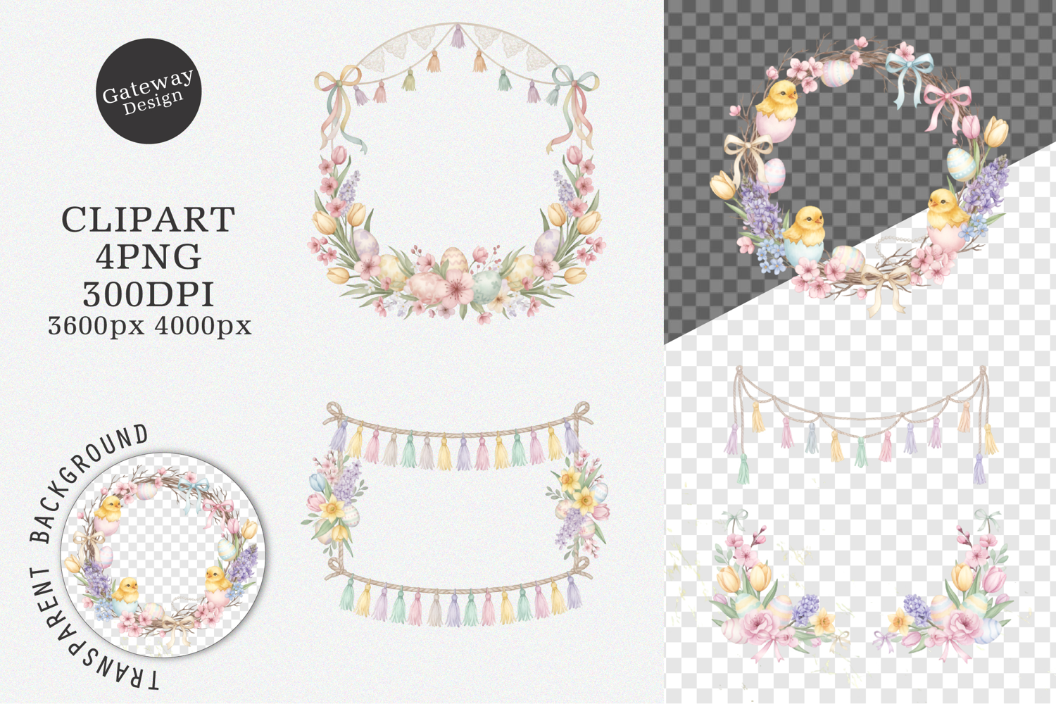 Watercolor Easter Frame Clipart product image 1