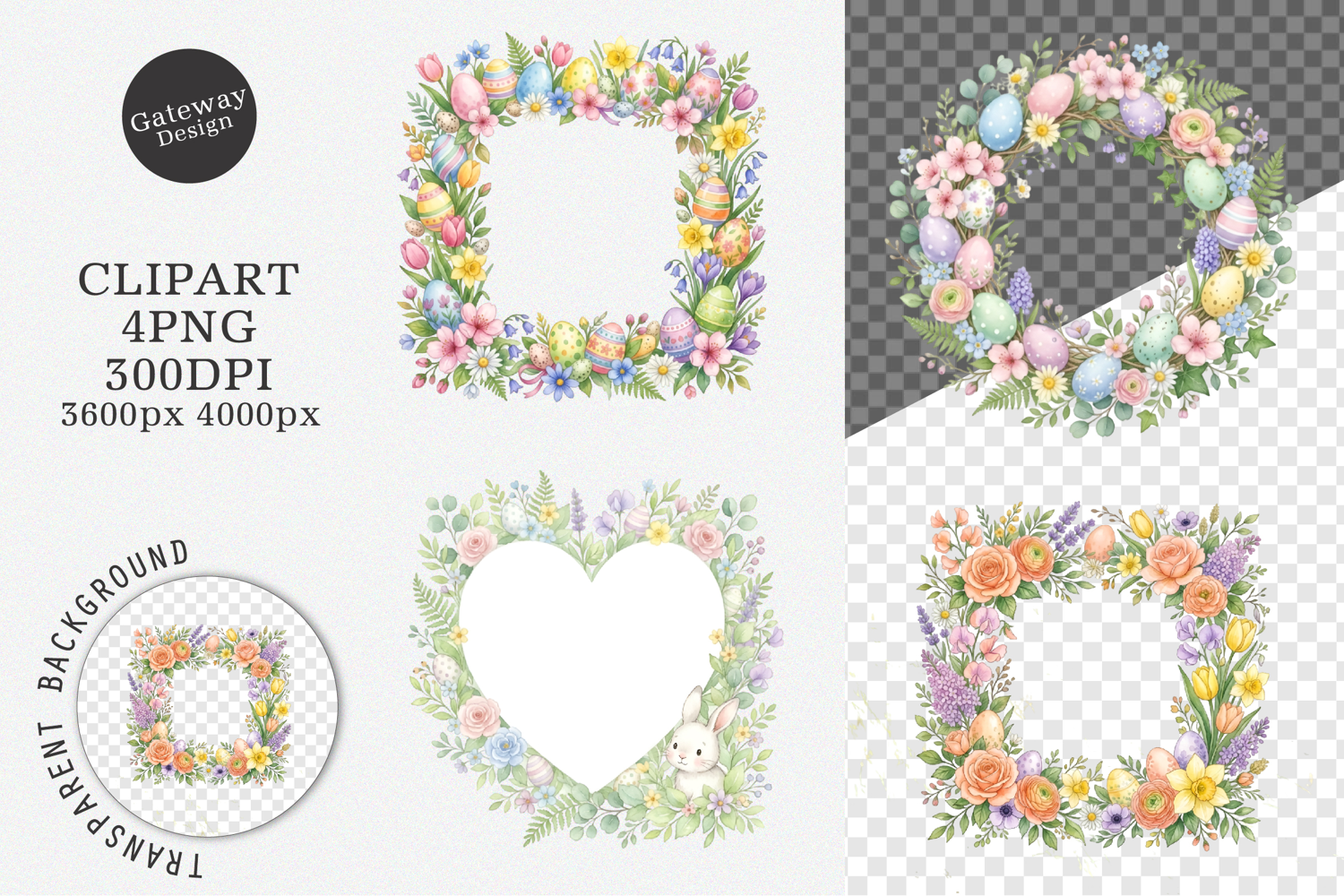 Watercolor Easter Frames Clipart product image 1