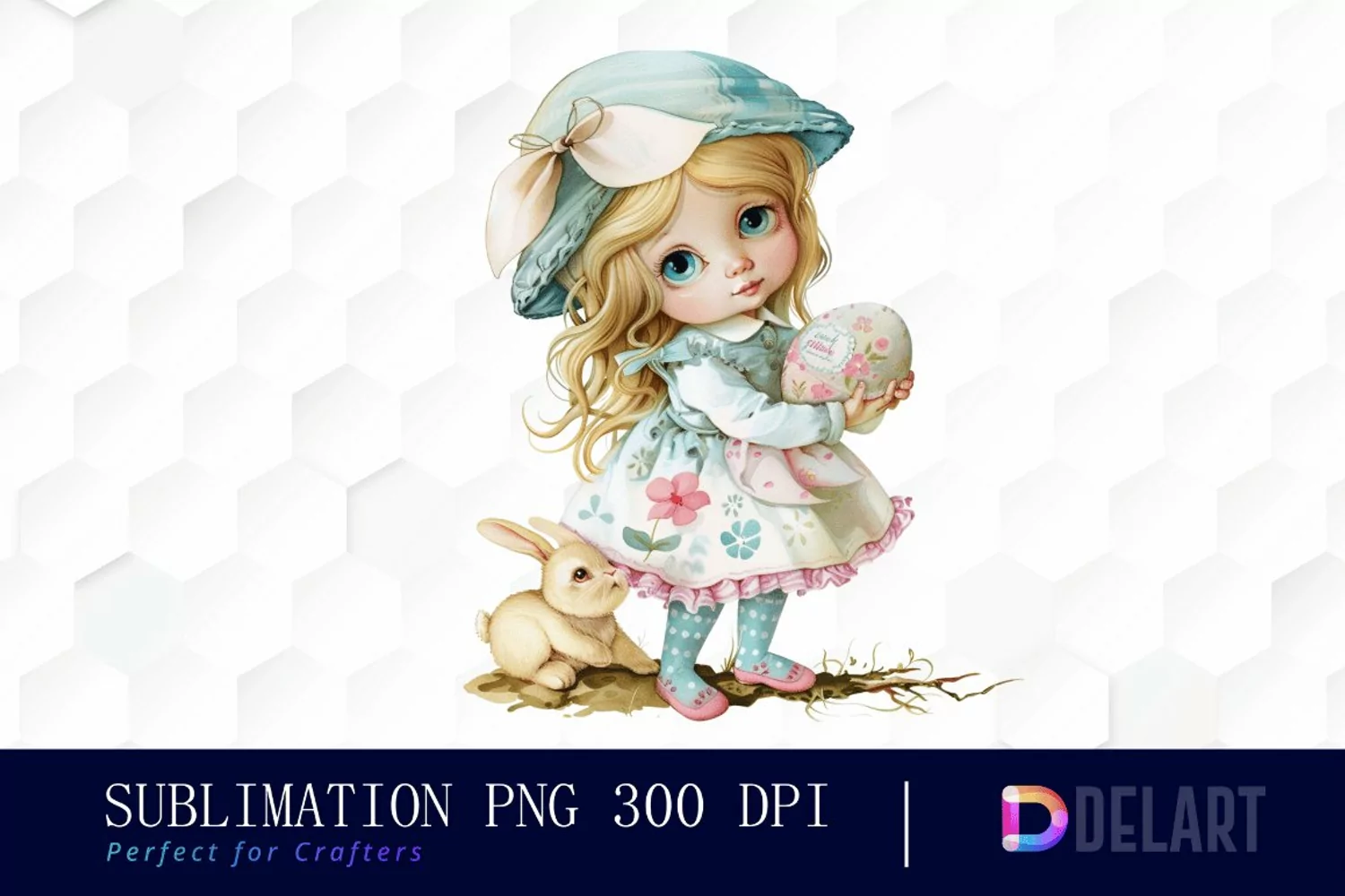 Easter Girl Sublimation PNG Clipart product image 1