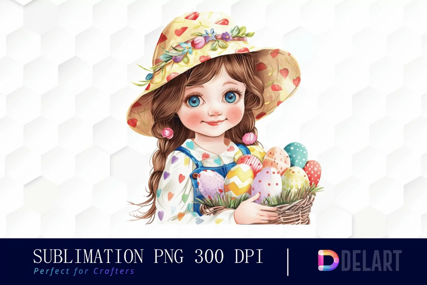 Easter Girl Sublimation PNG Clipart product image 1