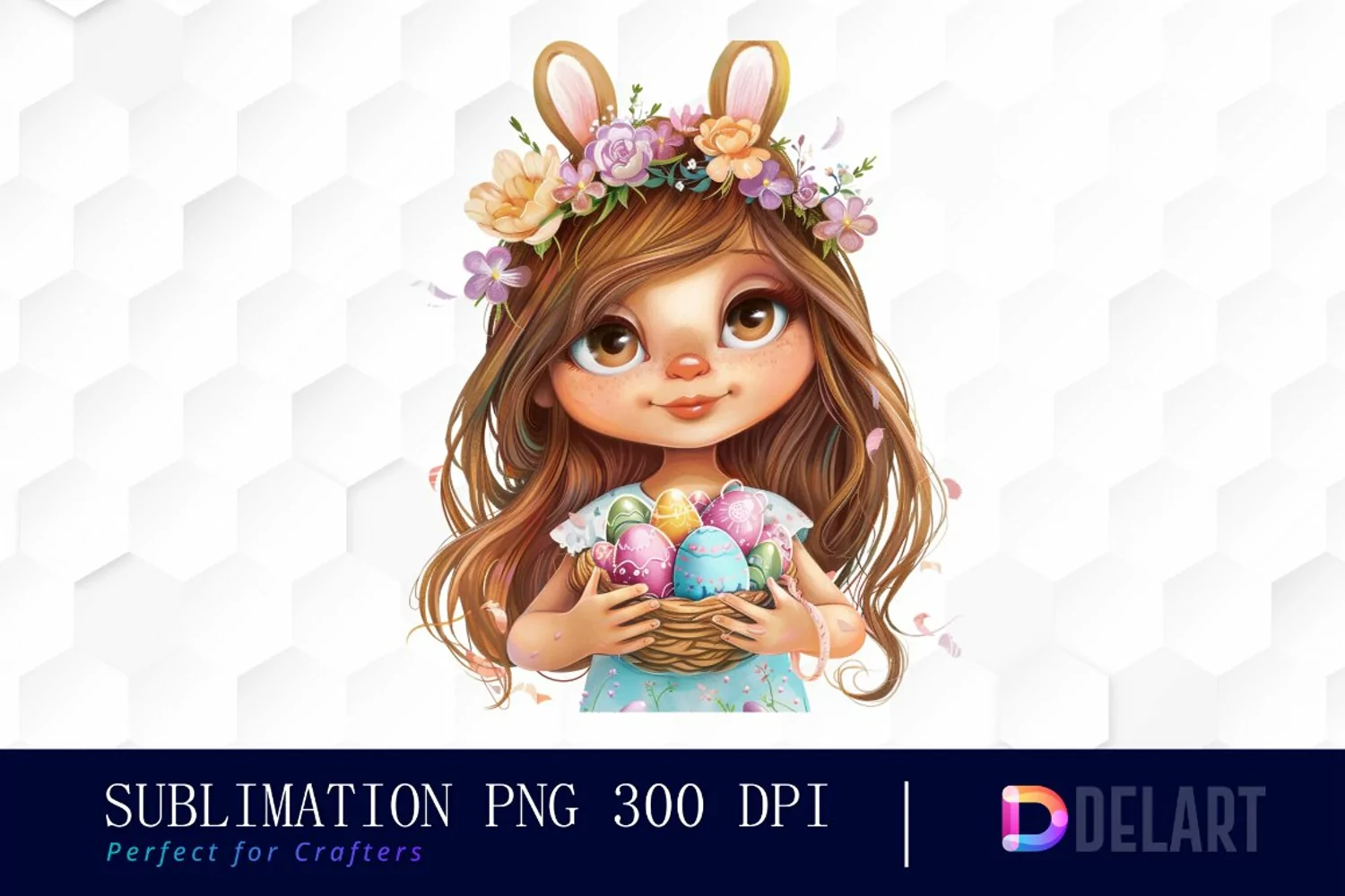 Easter Girl Sublimation PNG Clipart product image 1