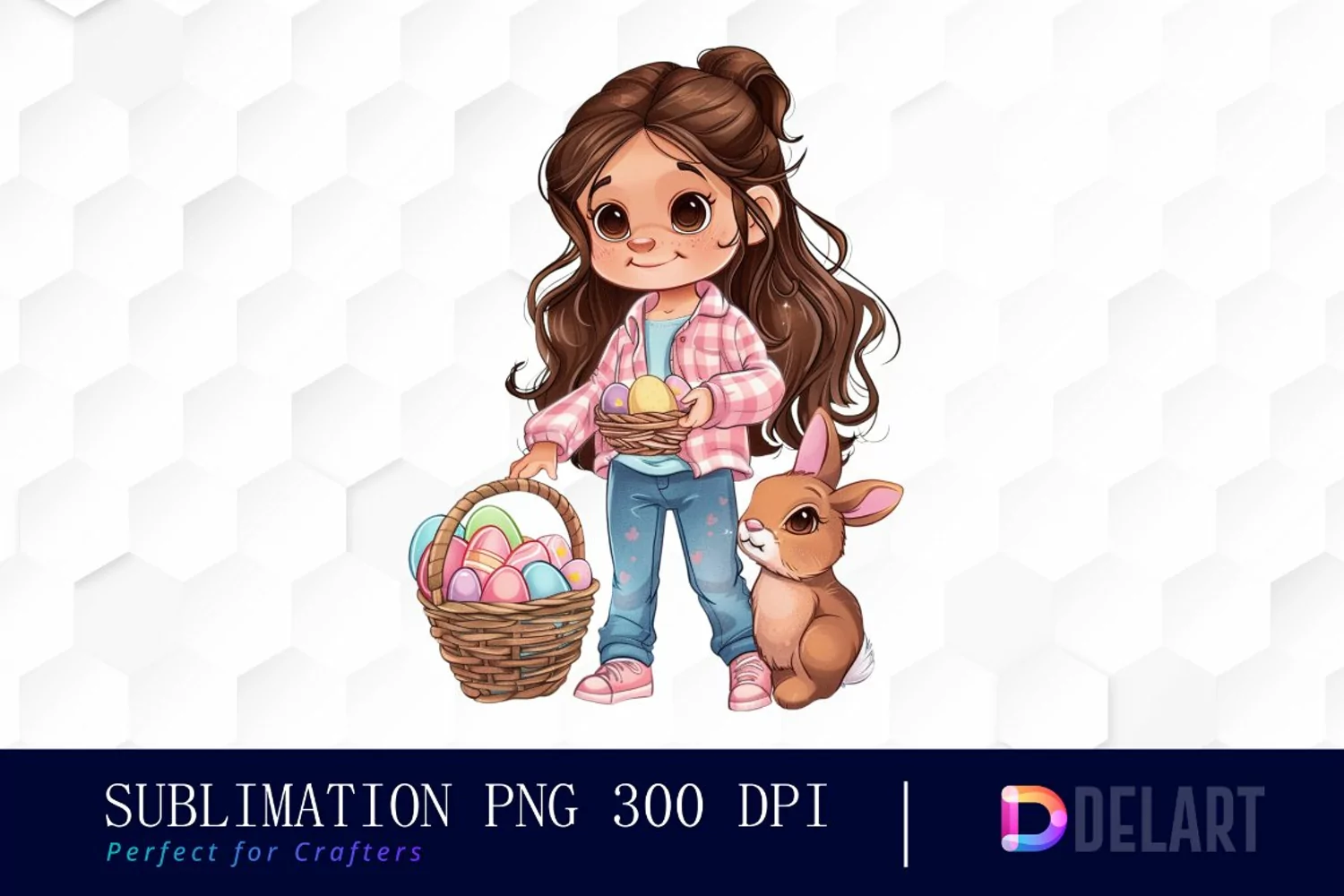 Easter Girl Watercolor Clipart product image 1