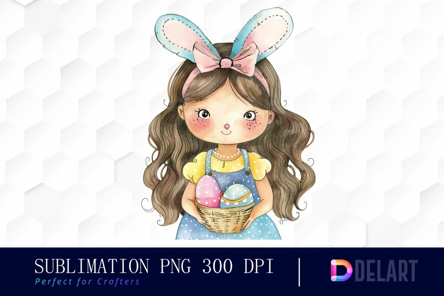 Easter Girl Watercolor Clipart product image 1