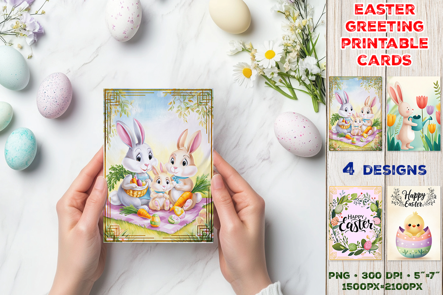 Cute Easter Greeting Cards. Printable Happy Easter Design product image 1