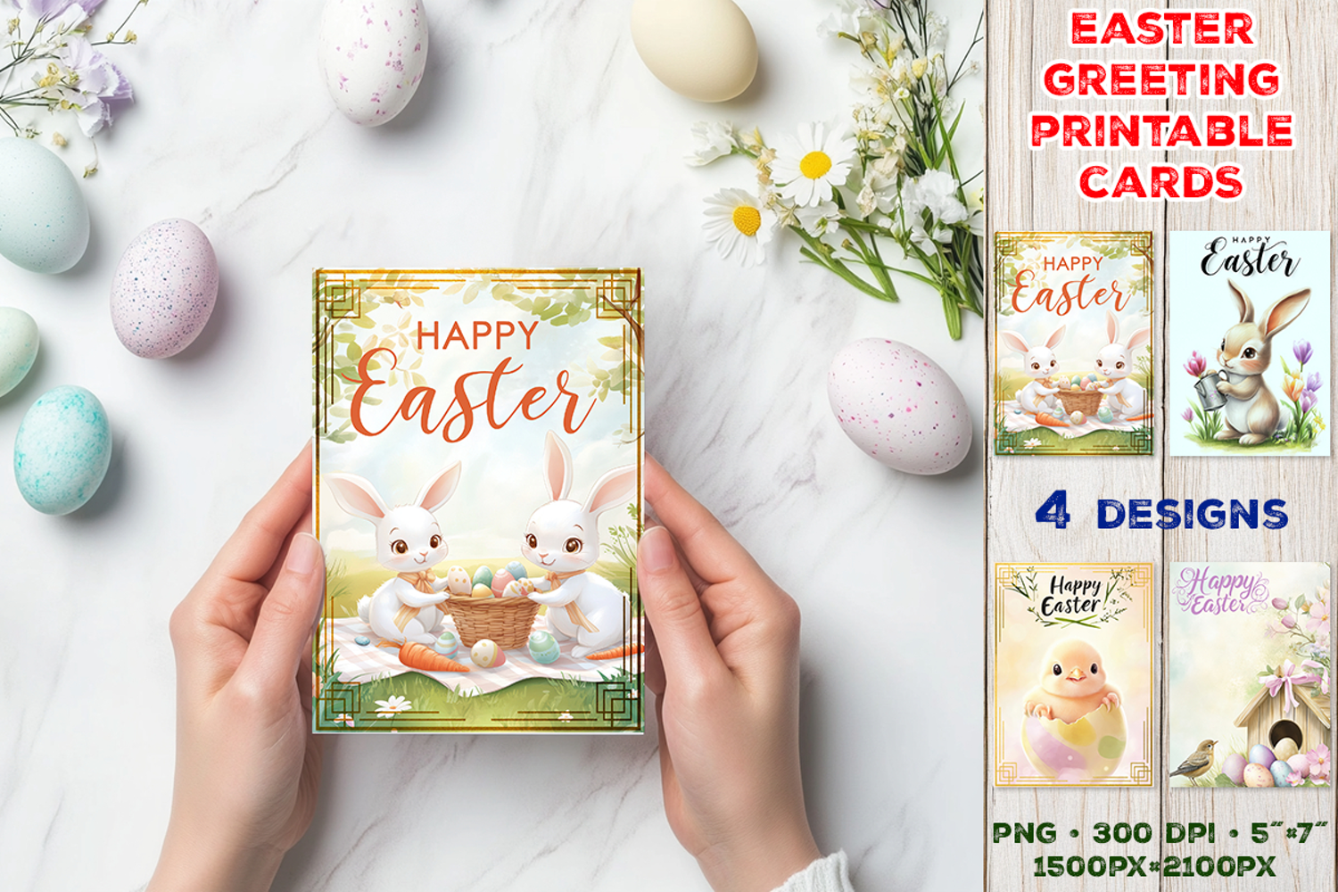 Cute Easter Greeting Cards. Printable Happy Easter Design product image 1