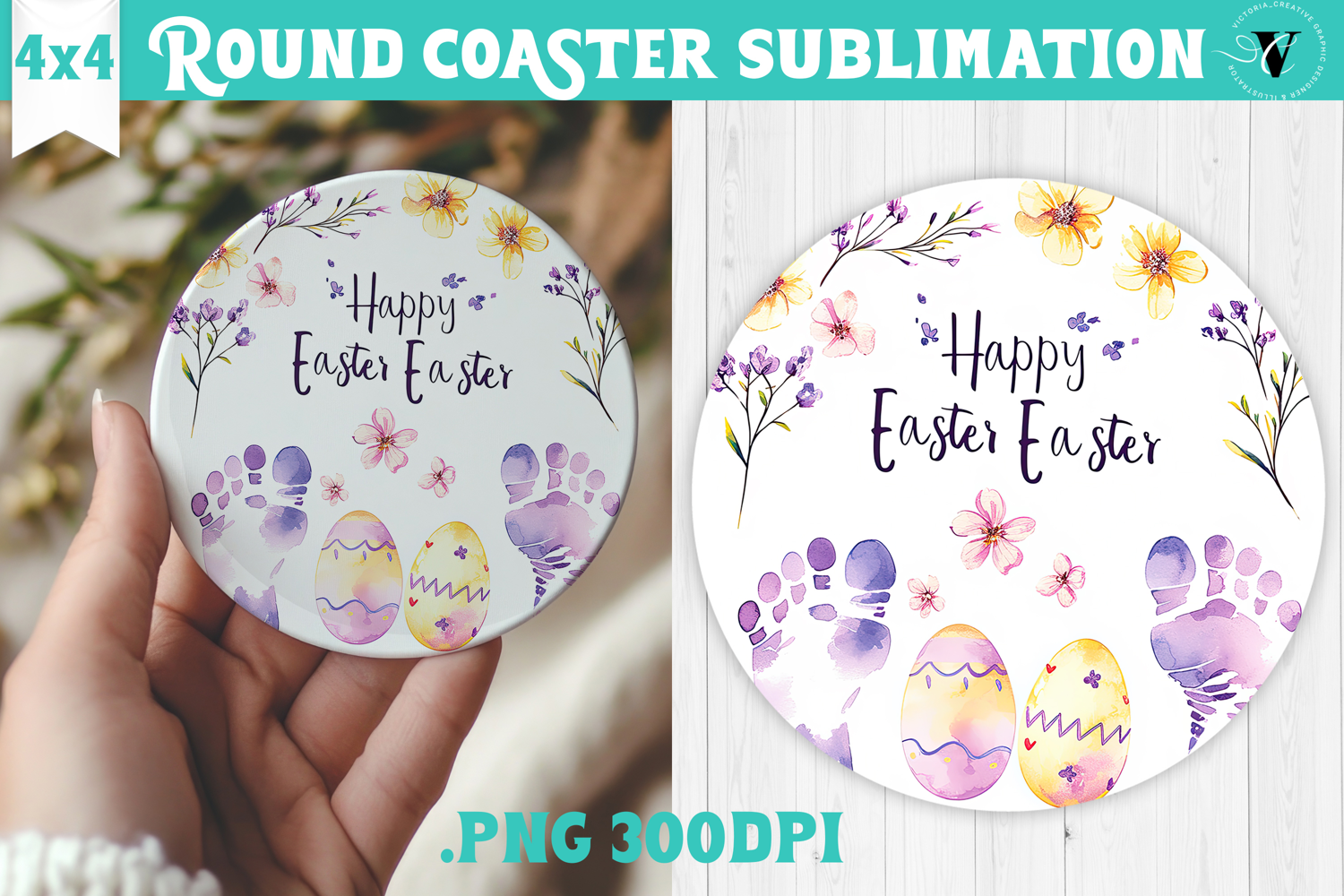 Easter Round Coaster | Watercolor Egg | Happy Easter product image 1