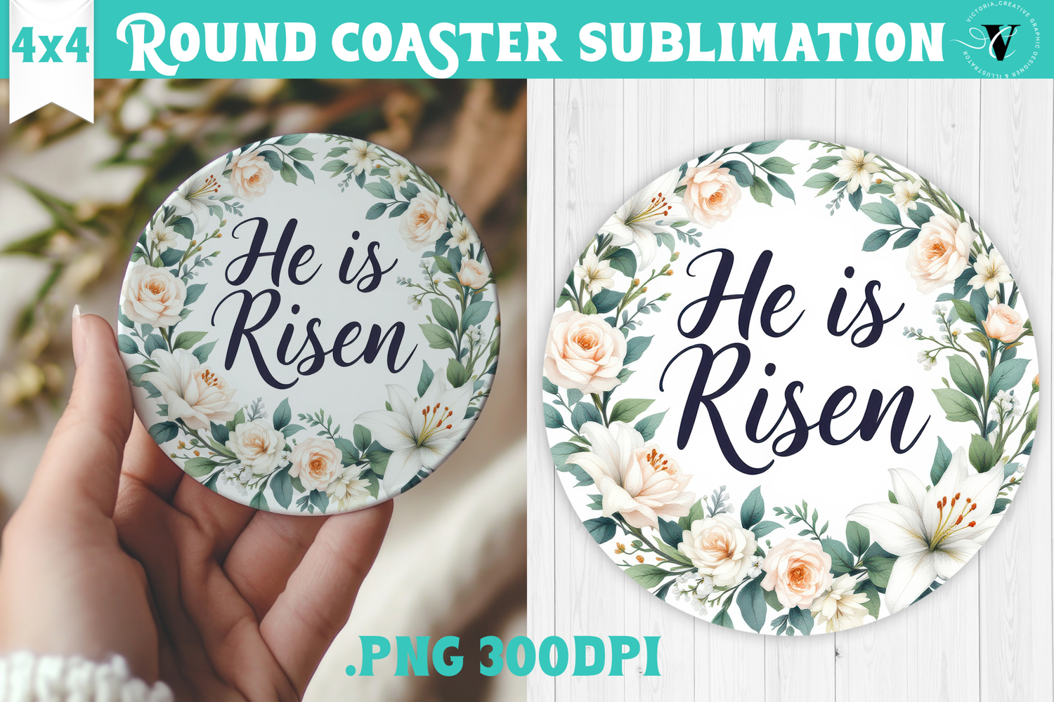 Easter Round Coaster | Watercolor Easter | Happy Easter product image 1