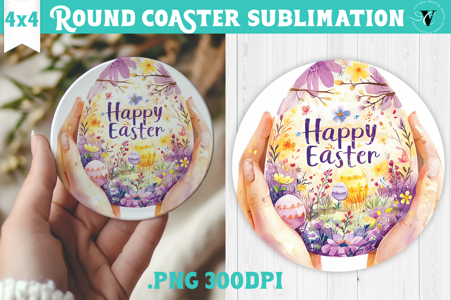 Easter Round Coaster | Watercolor Egg | Happy Easter product image 1